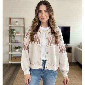 Song of Style Cream and Brown Cardigan
